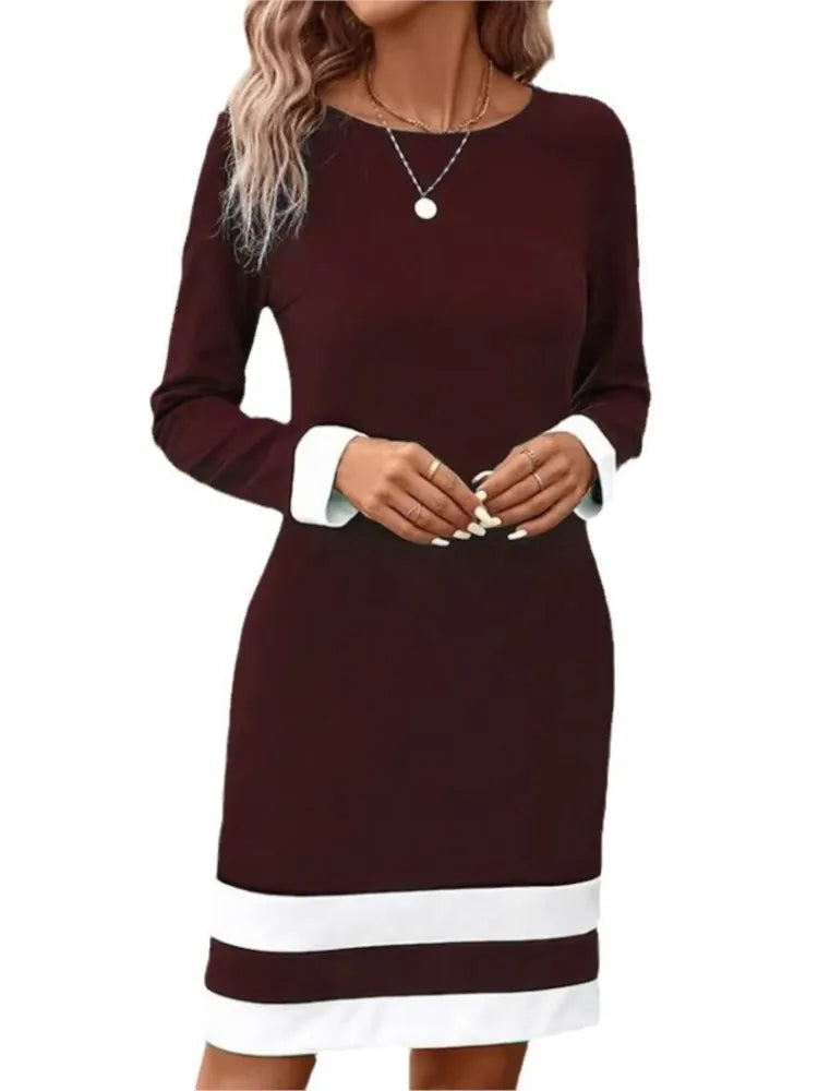New Fashion Tight Fitting Color Blocked Dress