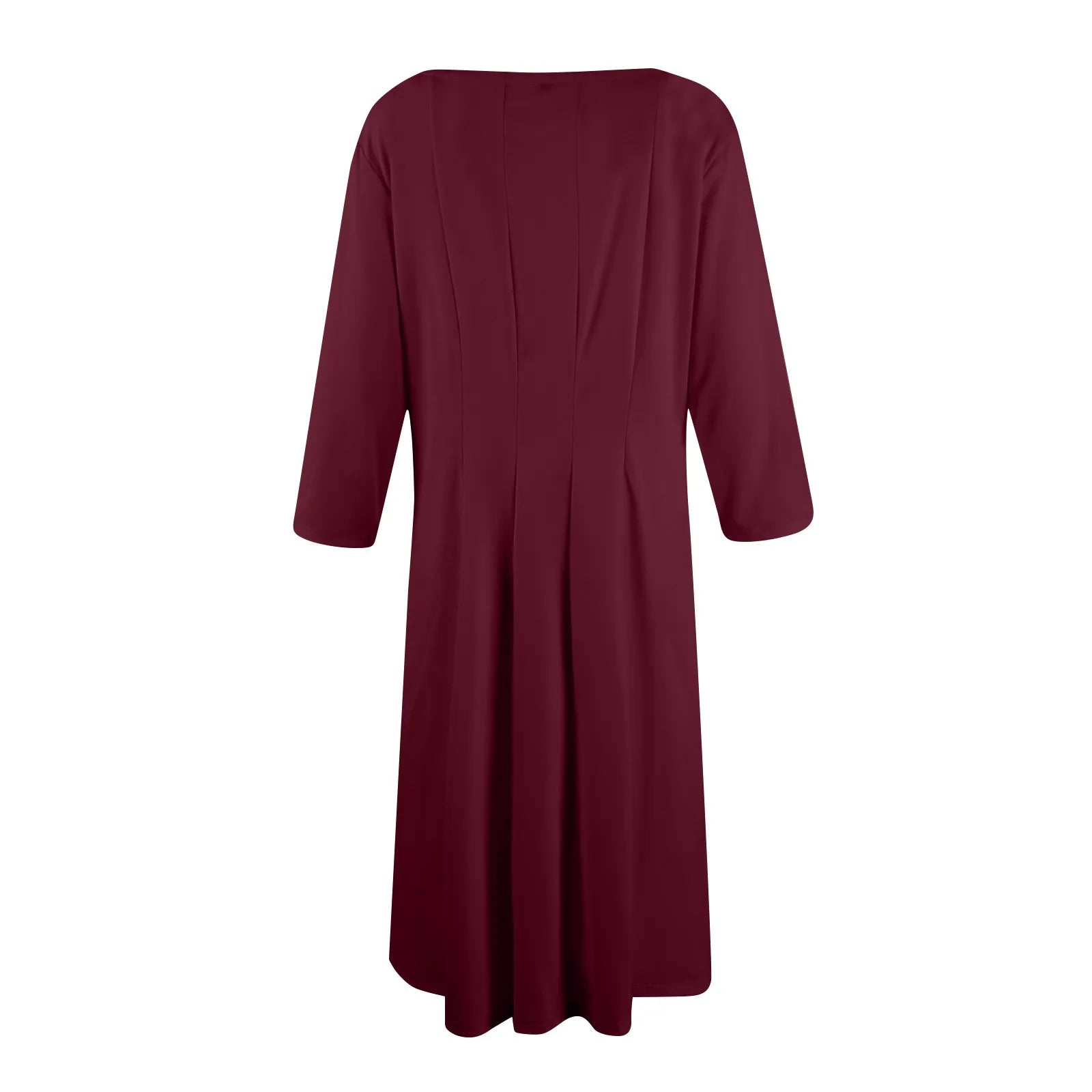 Three Quarter Sleeve Solid Color Dress