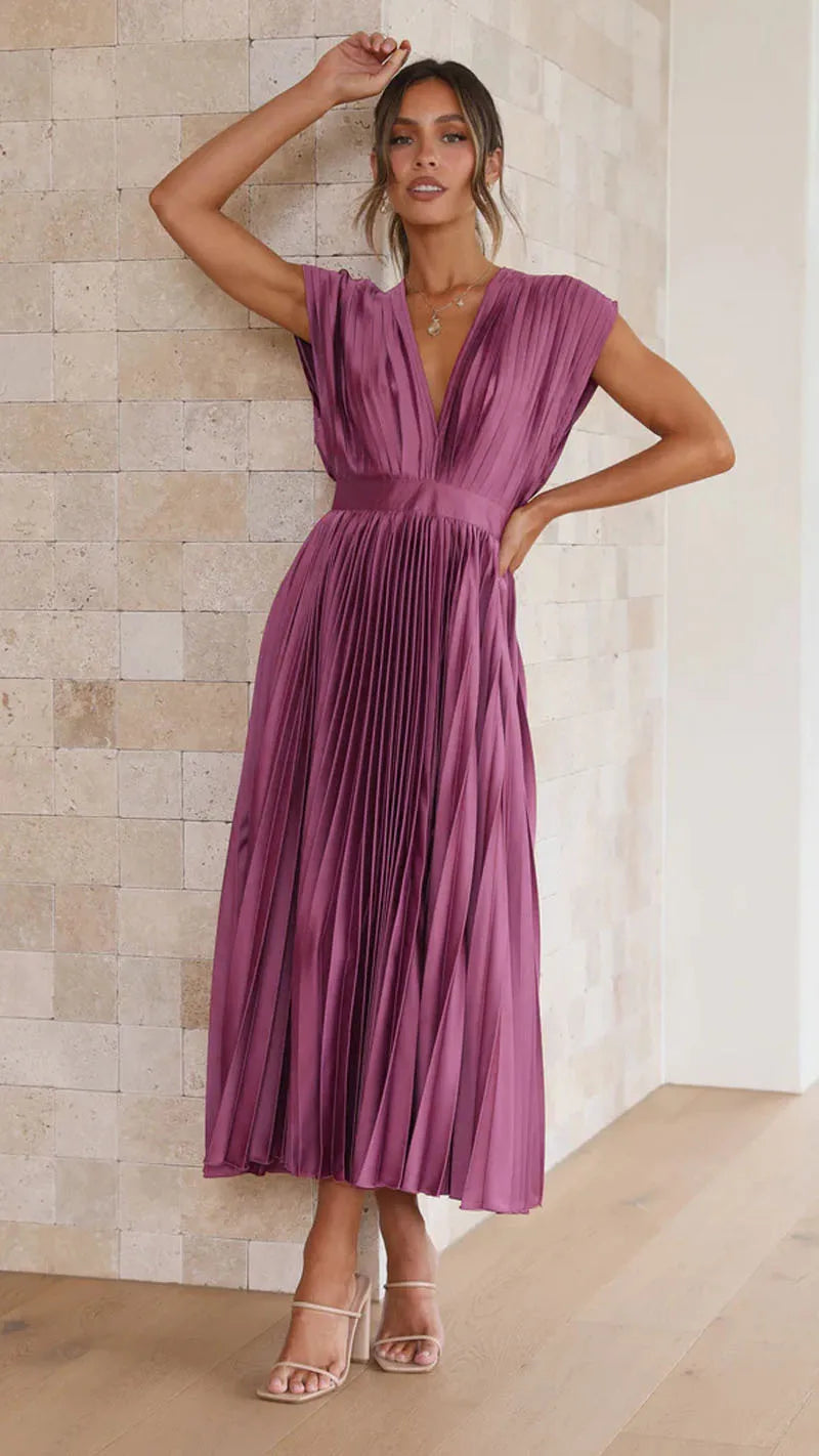 Pleated Skirt Women's Solid Color