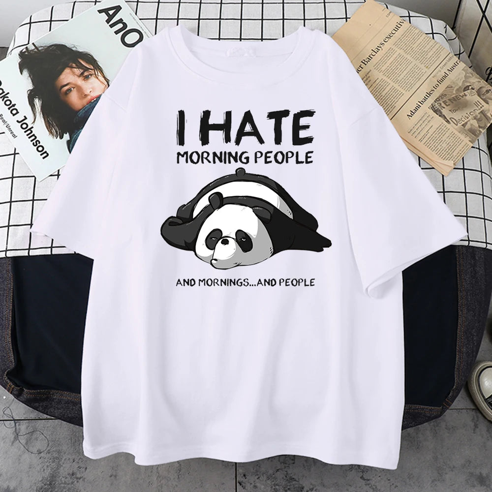 Lazy Panda I Hate Morning People Cartoons Short Sleeve