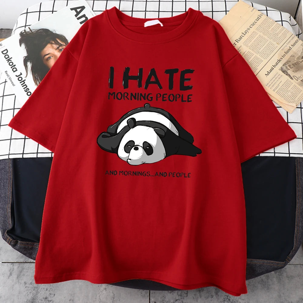 Lazy Panda I Hate Morning People Cartoons Short Sleeve