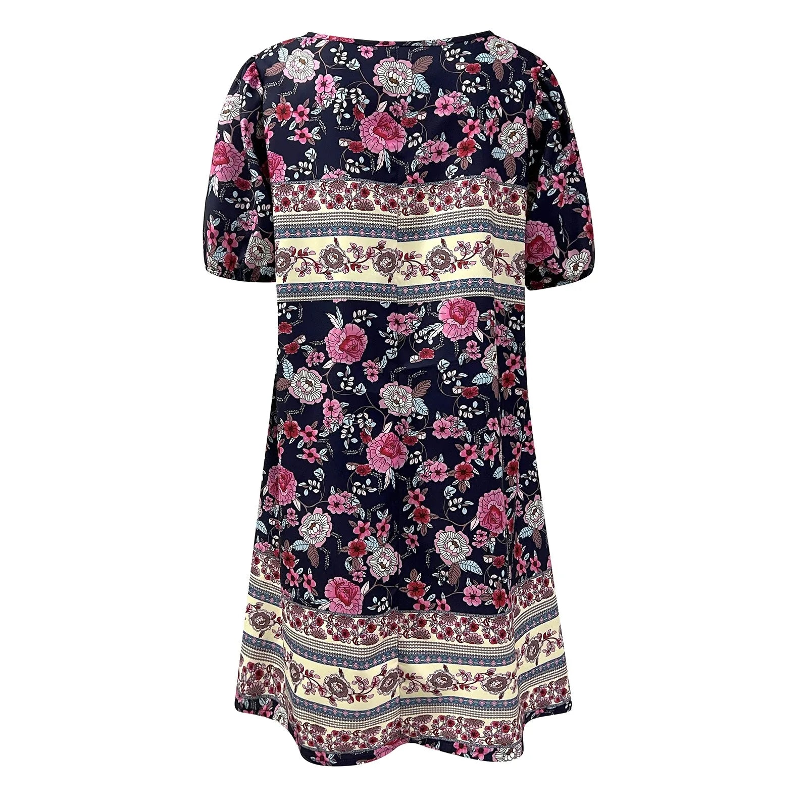 Women Boho Floral Print Tie Up Dresses