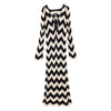 Fashion Knitted Striped Lace Up Maxi Dress