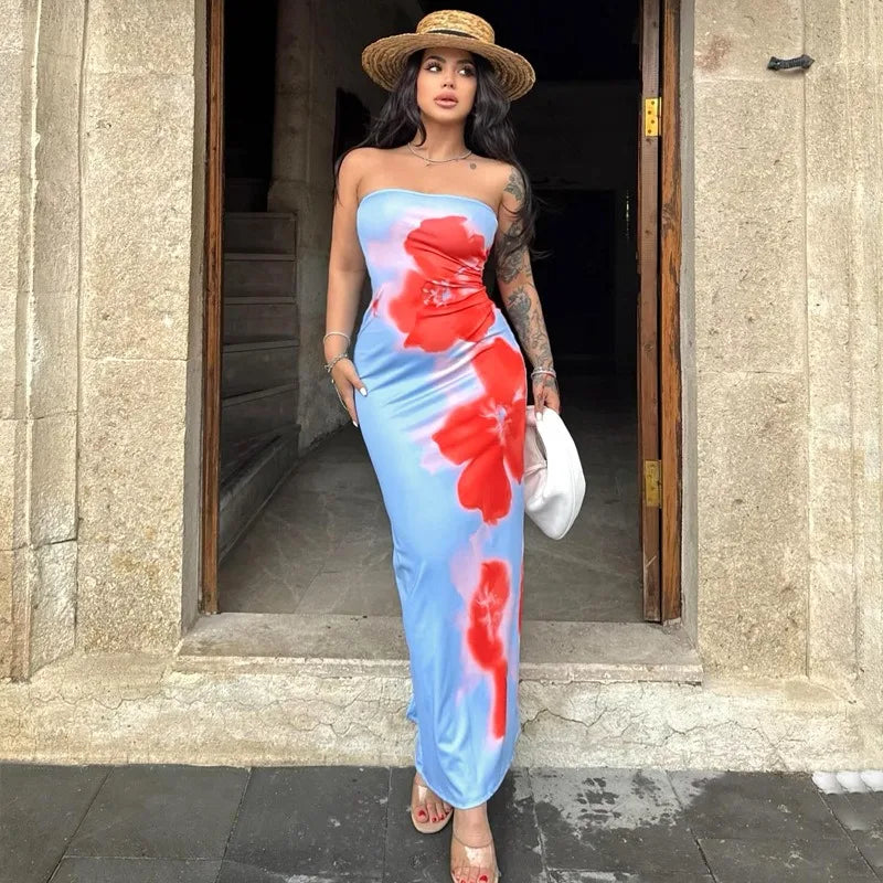 Streetwear Fashion Print Casual Slim Dress