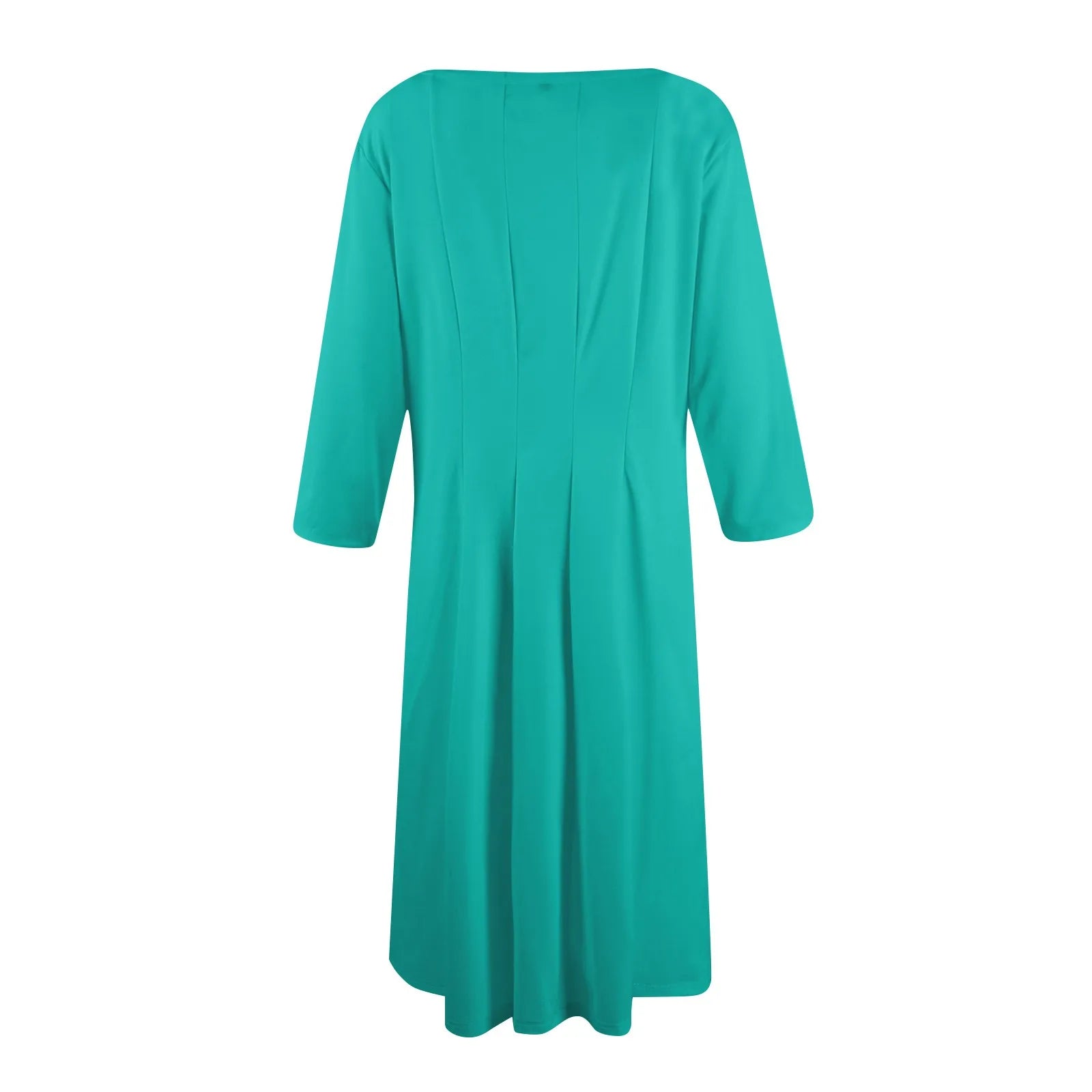 Three Quarter Sleeve Solid Color Dress