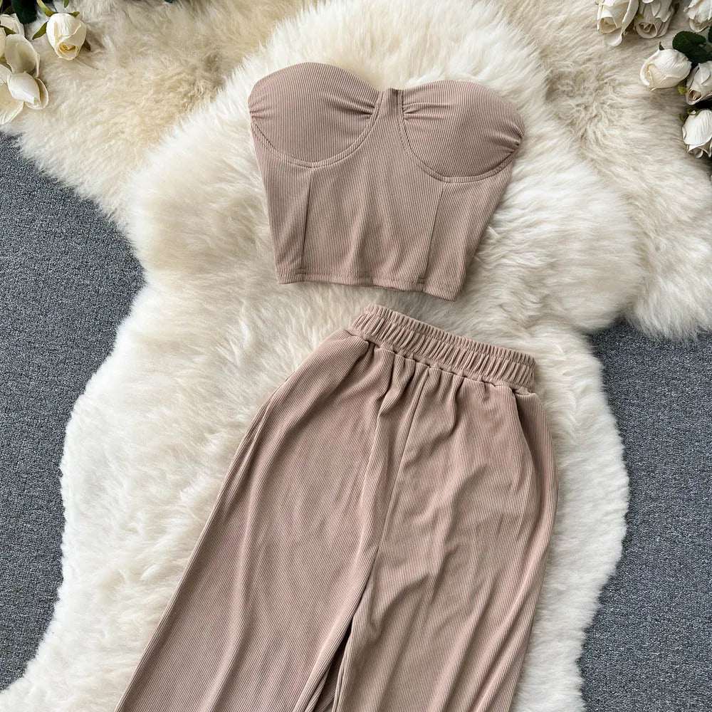 Women Solid Sexy Two Pieces Sets