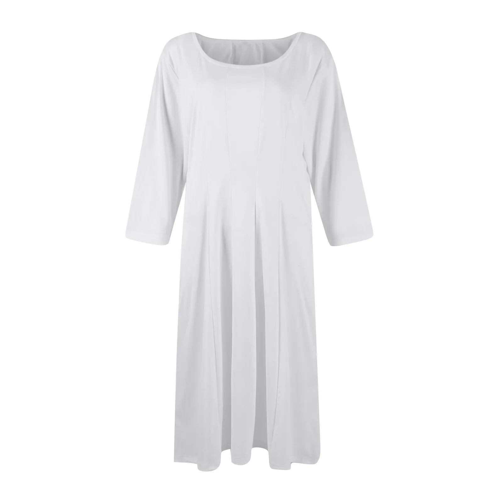 Three Quarter Sleeve Solid Color Dress