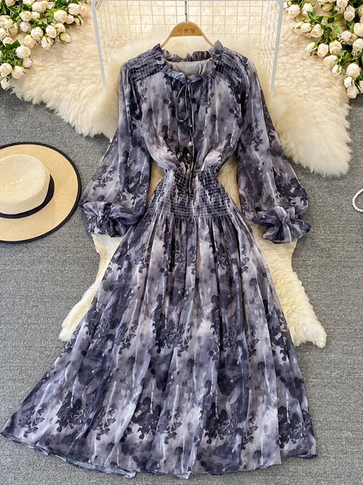 Autumn Women Printed Long Dress