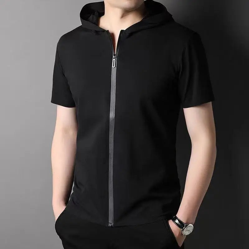 Men Summer Trend Stand Collar Zipper