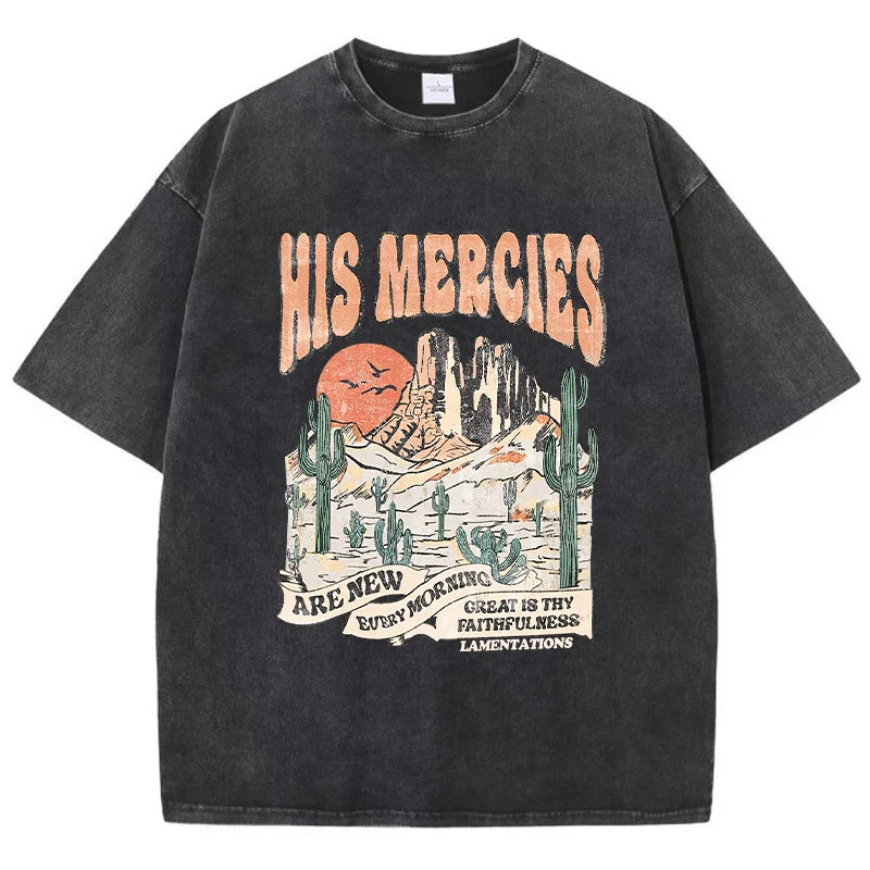 His Mercies Are New Every Morning Female T-Shirt Casual Sport T Shirts Summer Breathable Clothing Cool Street Short Sleeve