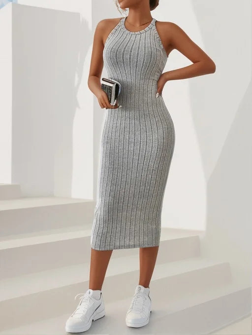Dresses for Women Solid Halter Neck